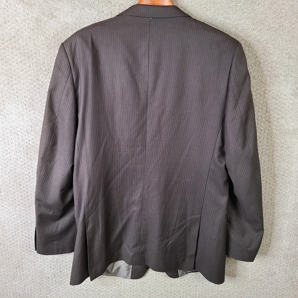 Evan Picone Jacket‎ Mens 42L Brown Striped Blazer Poly Blend 2 Button Suit Coat